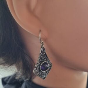 Oorbellen BOHO Amethist groot